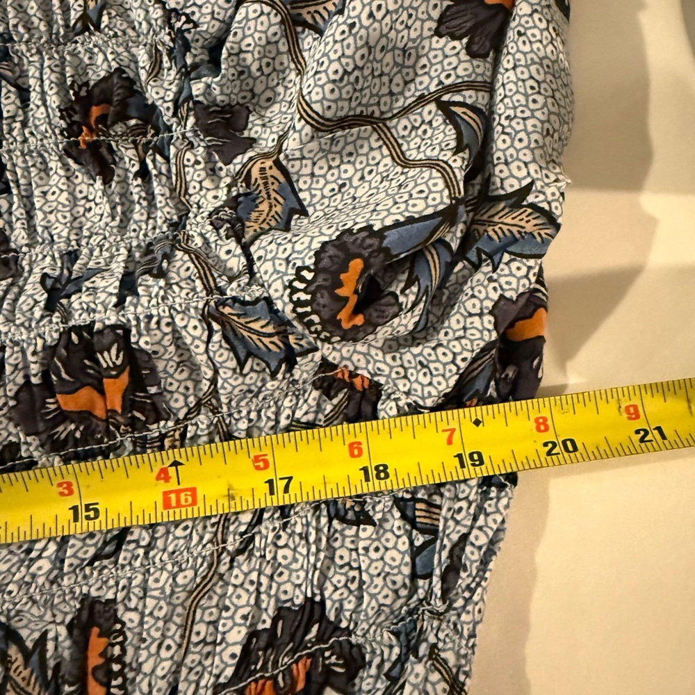 Anthropologie Blue Floral Smocked Mini Dress, Size L Worn on TV - Picture 12 of 16